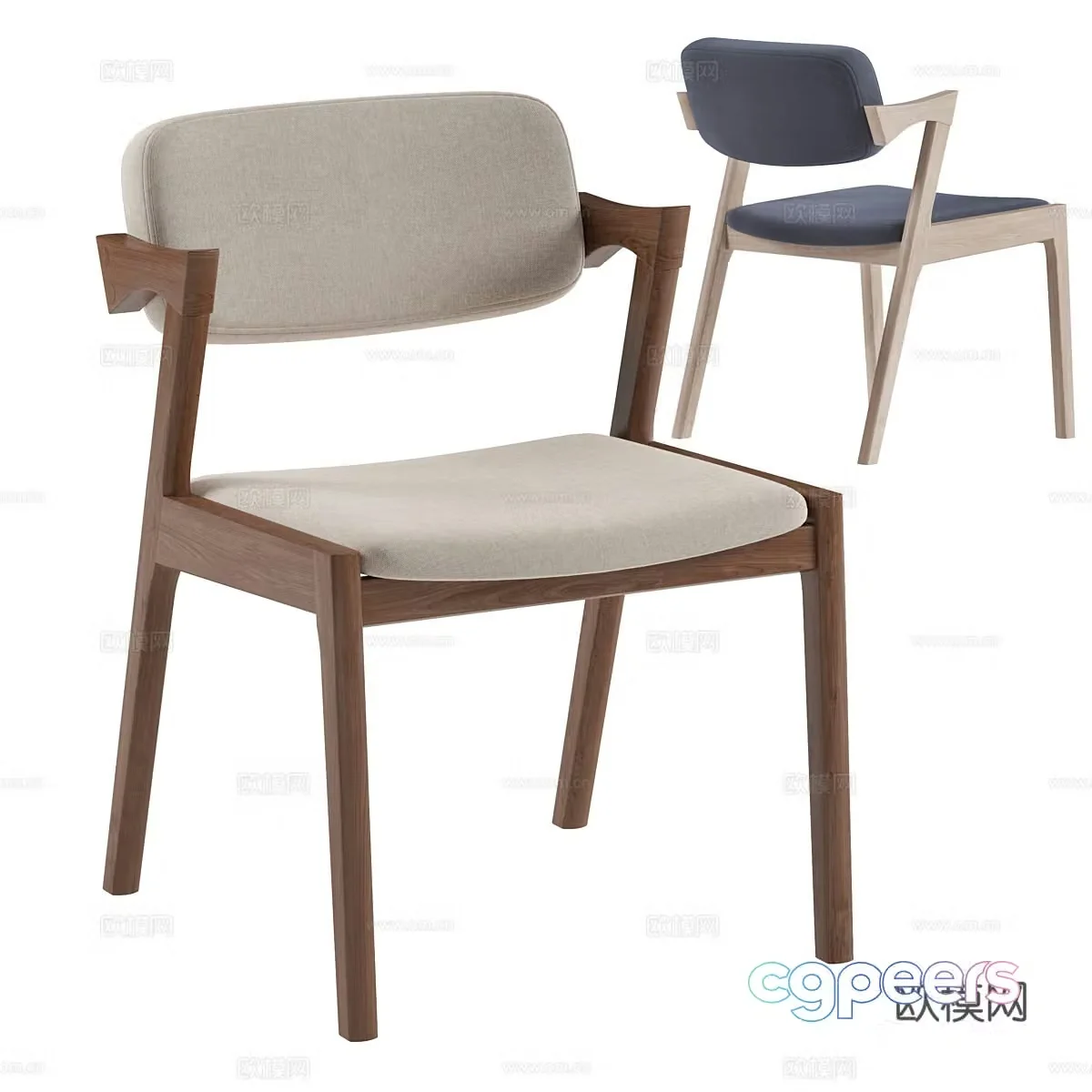 Single chair dining chair 3d model