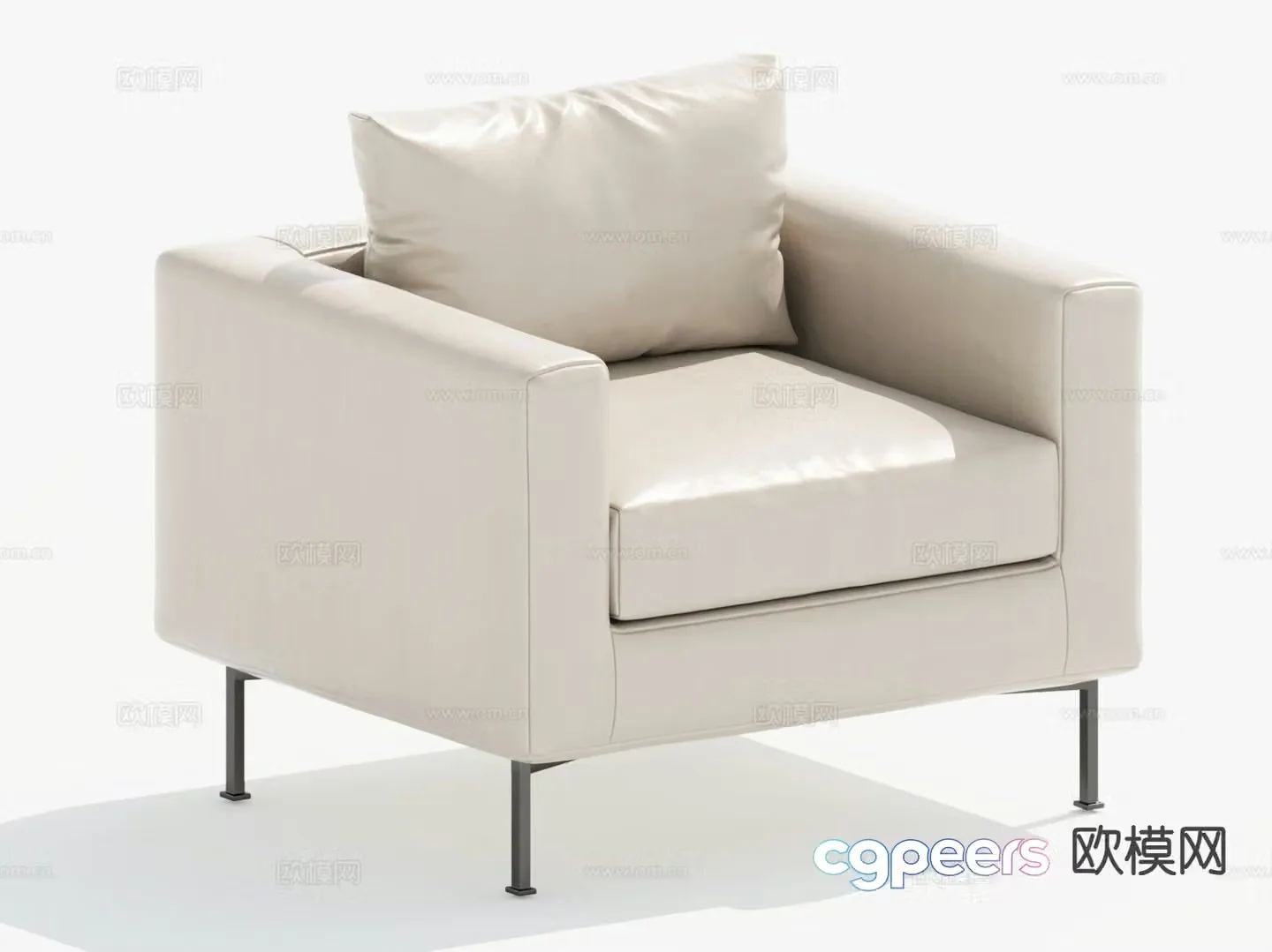 Cream style sofa single sofa 3d model