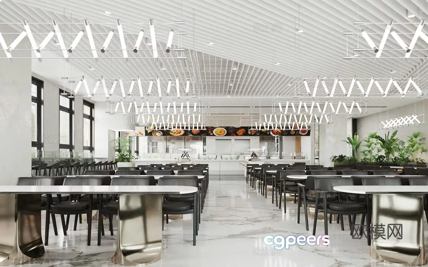 Modern company canteen canteen employee restaurant 3D model