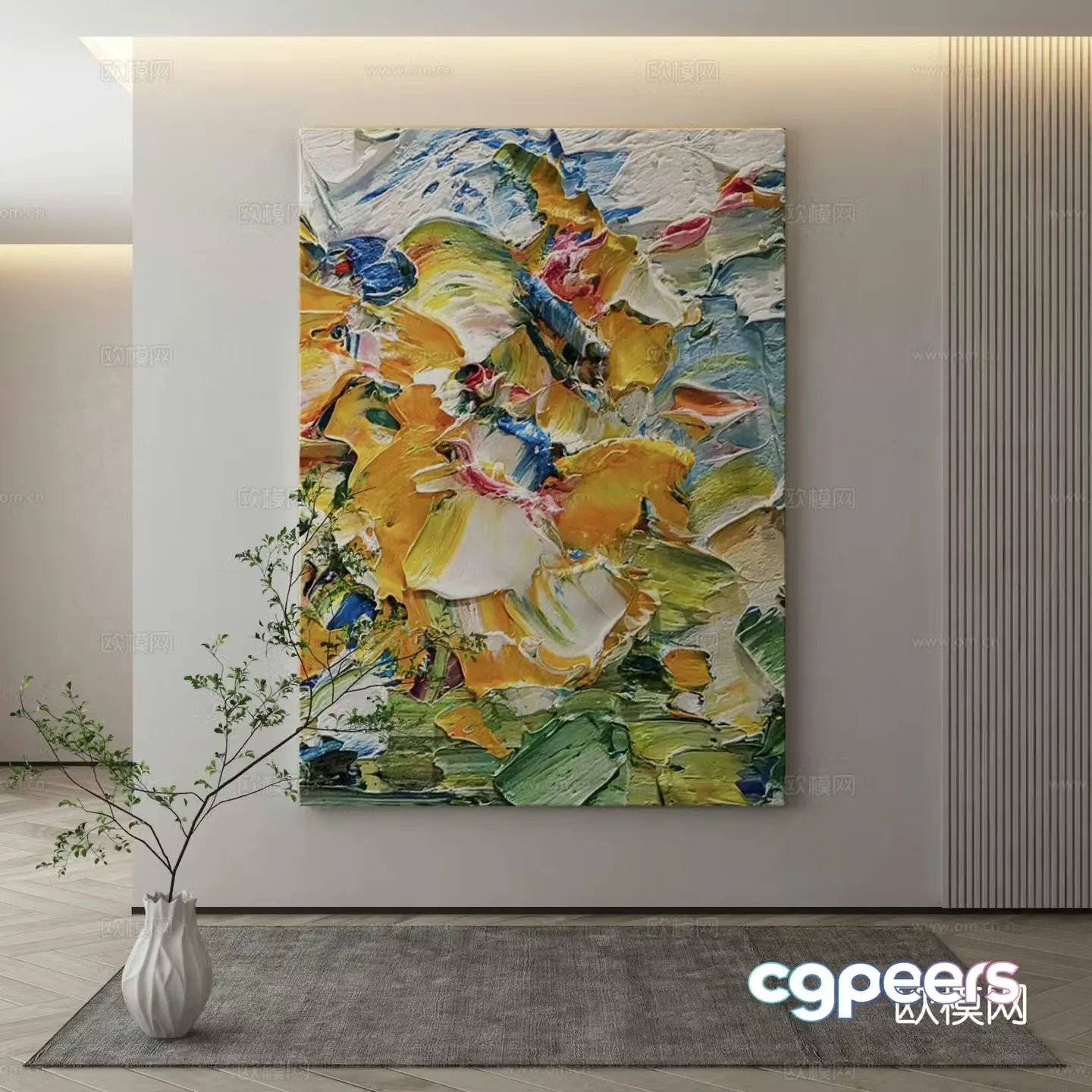 Modern texture painting decorative painting 3d model