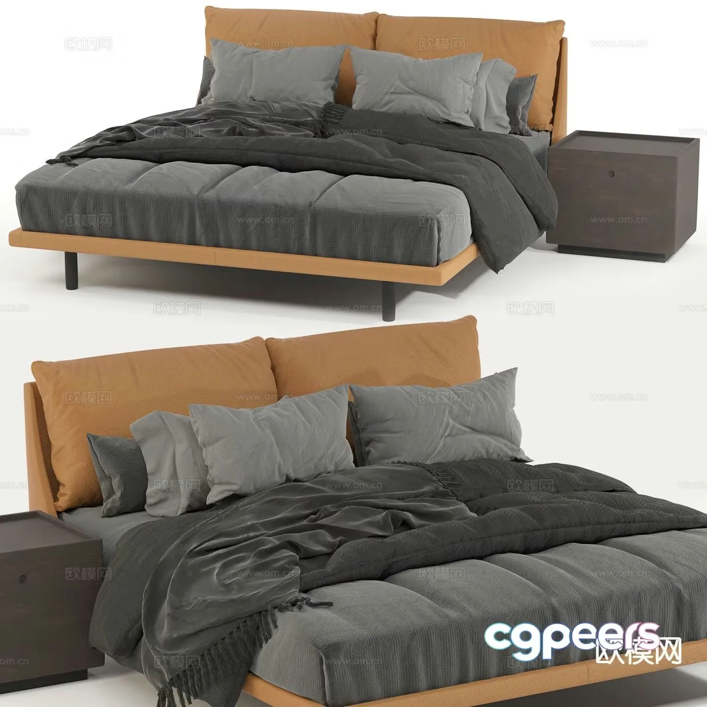 Modern double bed 3d model