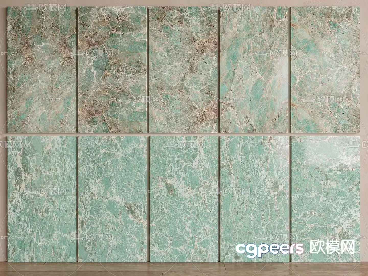 Green marble luxury stone rock slab floor tiles 3d model