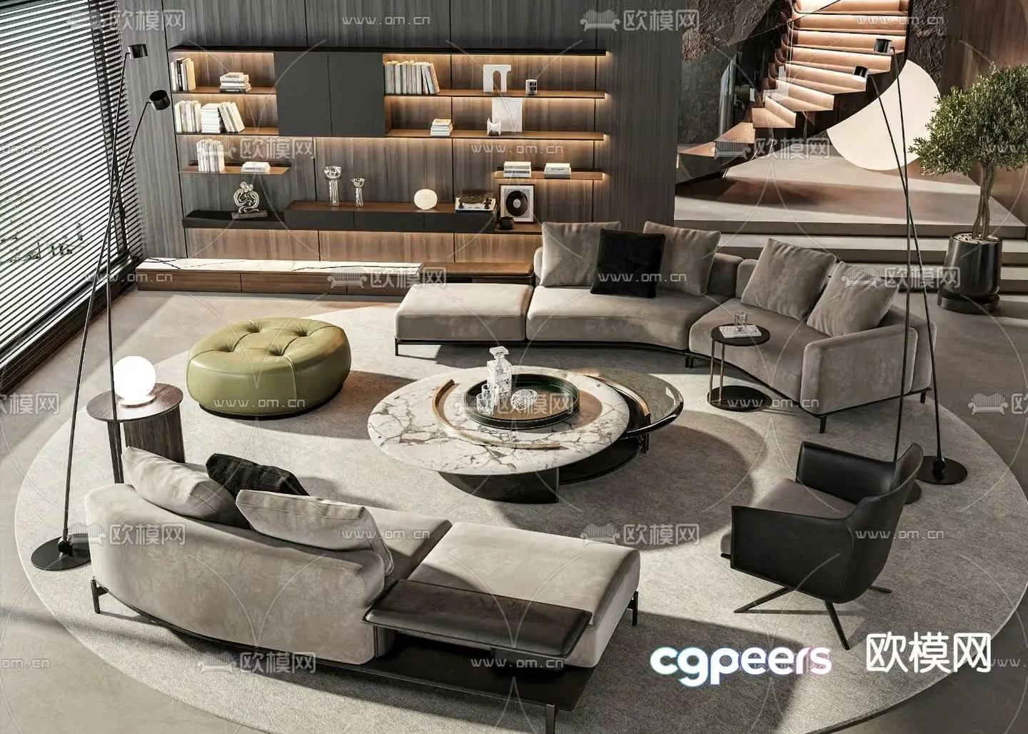 Modern modular sofa curved sofa 3d model