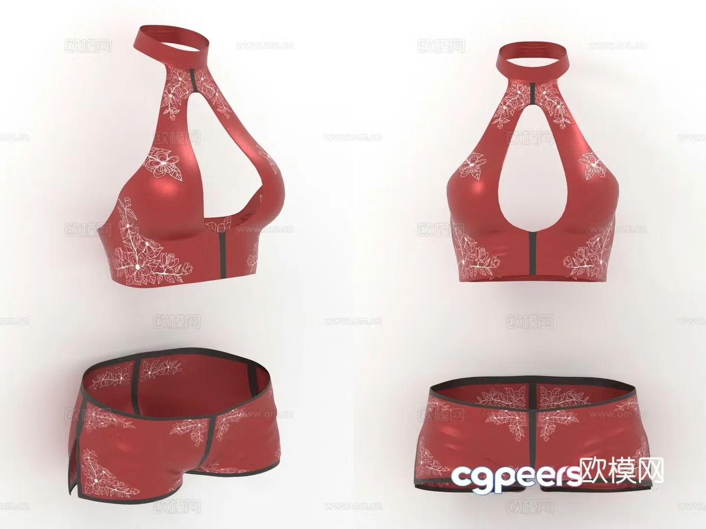 Chinese style bra shorts women’s clothing 3d model