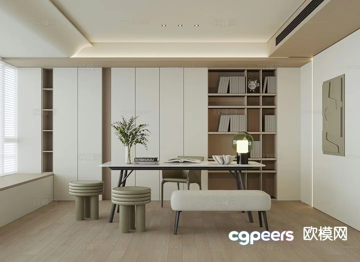 Modern study room 3d model