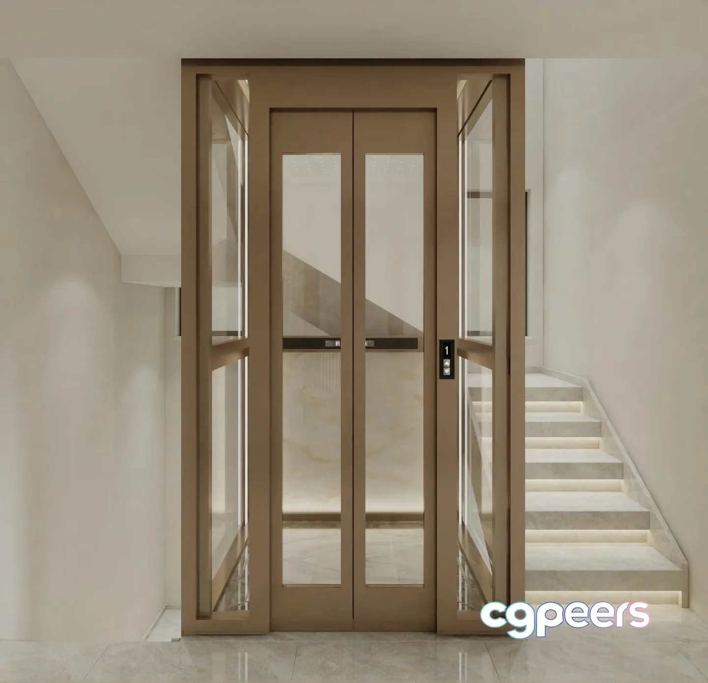 A Modern Elevator 3D Model – 3890 – VRAY Render