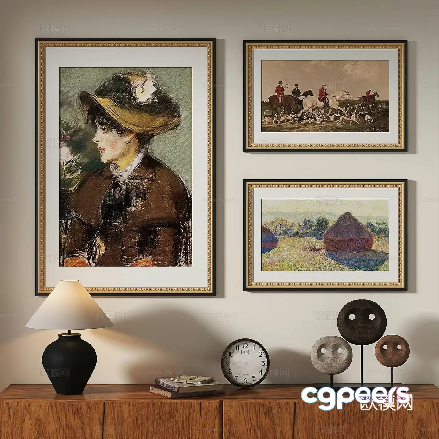European classical French retro oil painting decorative painting 3d model