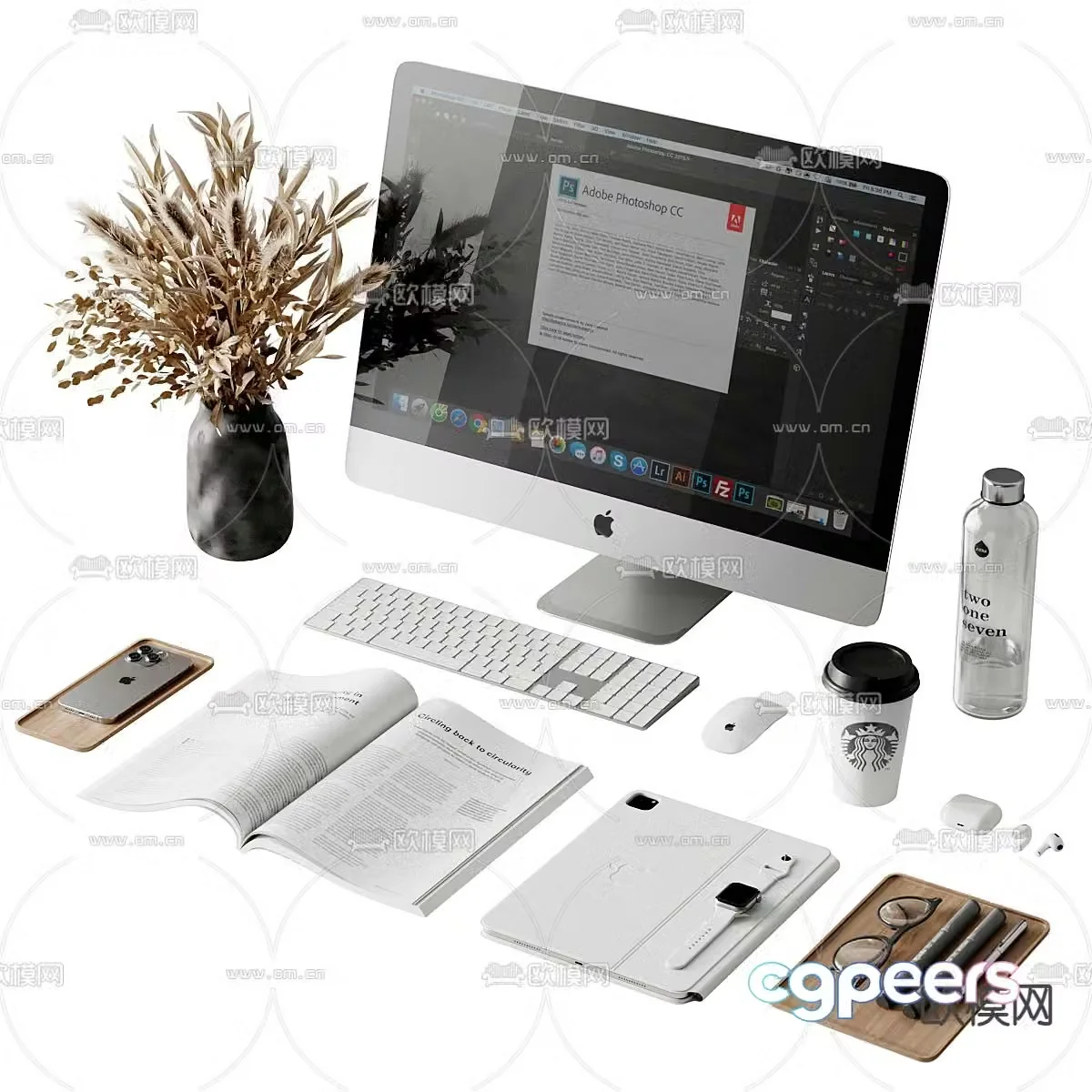 Desktop accessories computer office supplies 3d model