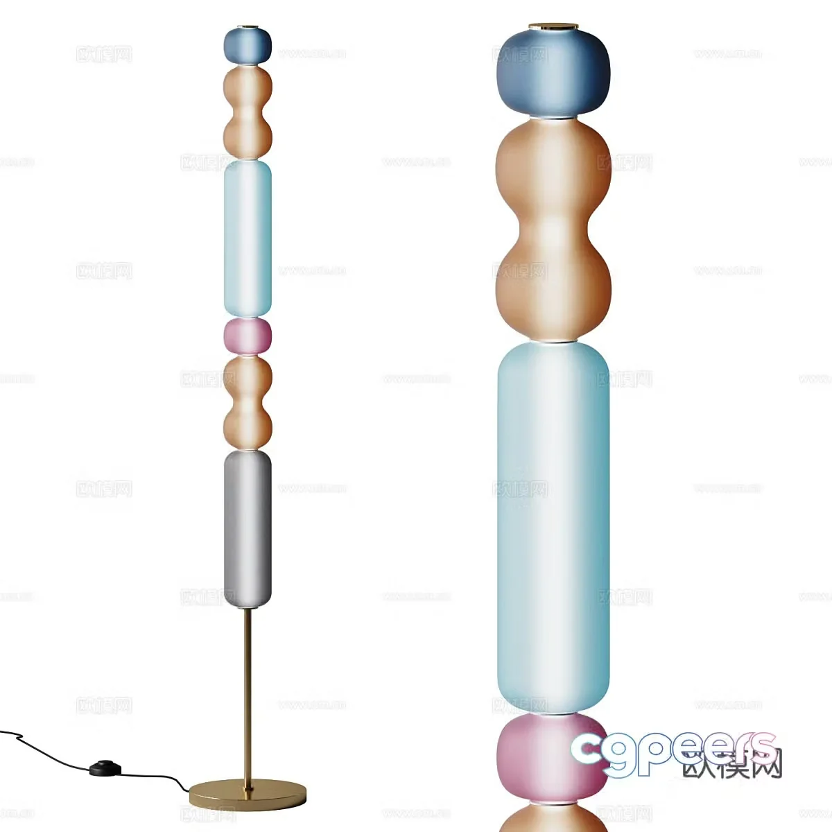Modern light luxury creamy lollipop floor lamp 3d model