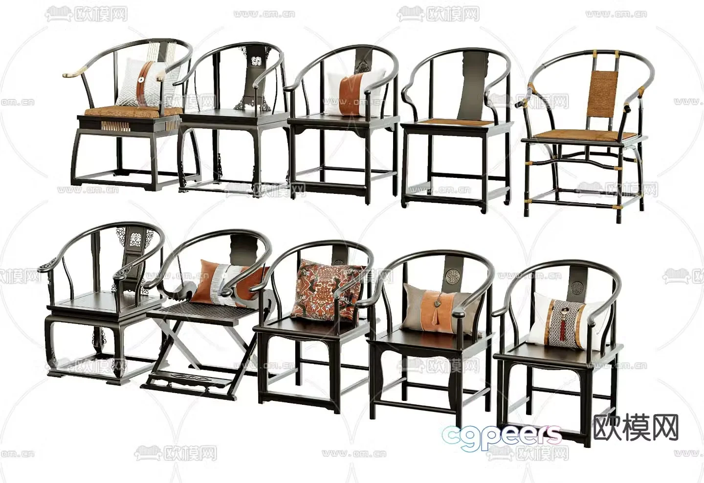 New Chinese style chair arm chair Taishi chair 3d model