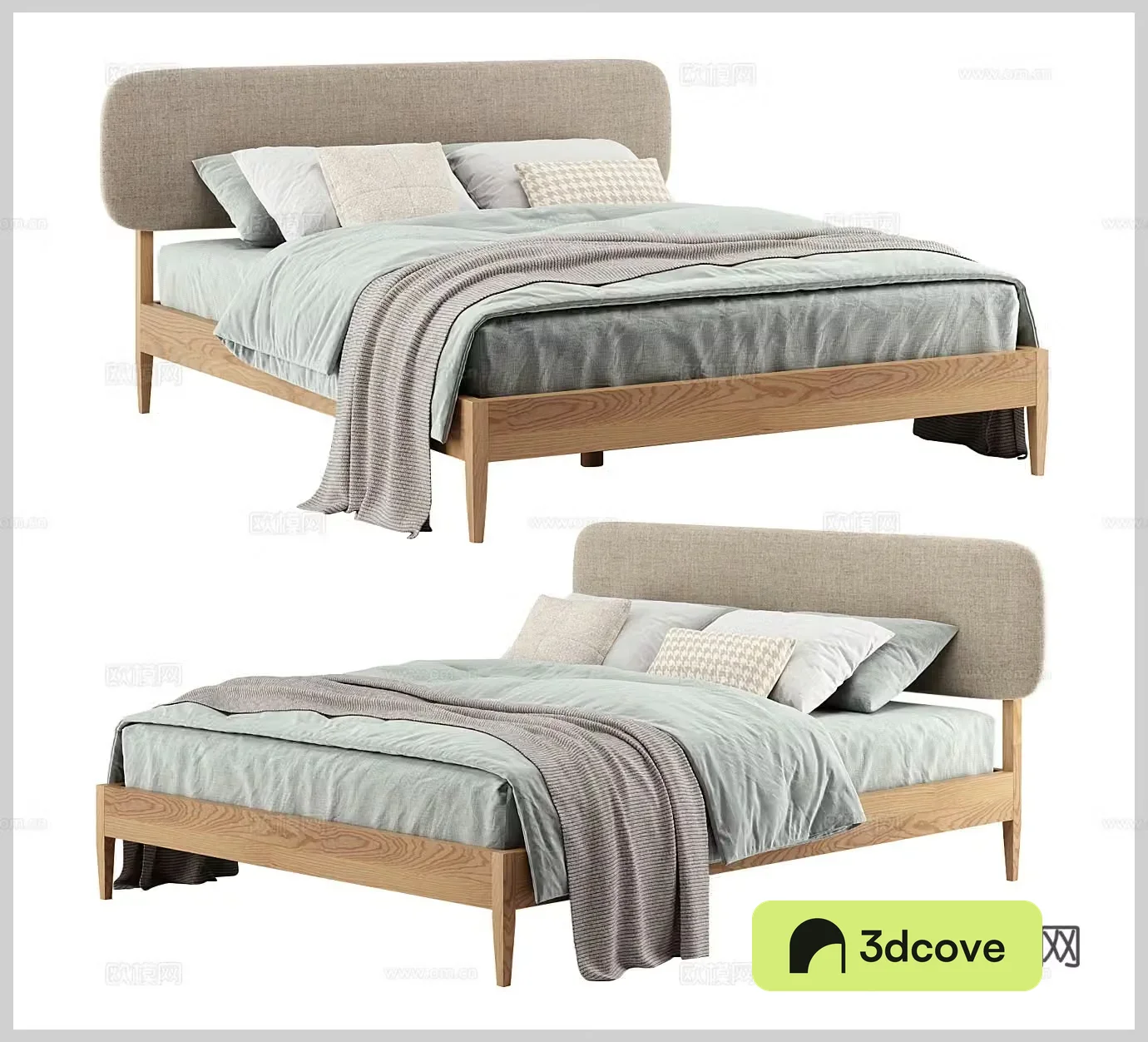 Fabric double bed wooden frame bed B&B double bed Hotel double bed Bedroom double bed Bedding