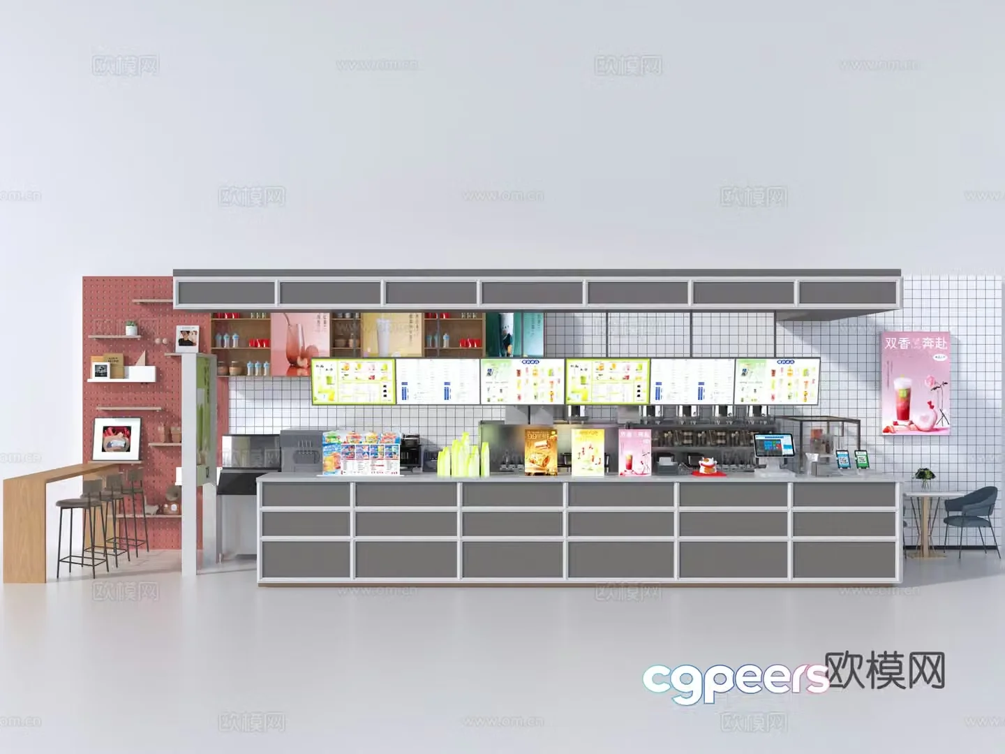 Modern milk tea shop operation table coffee bar 3D model