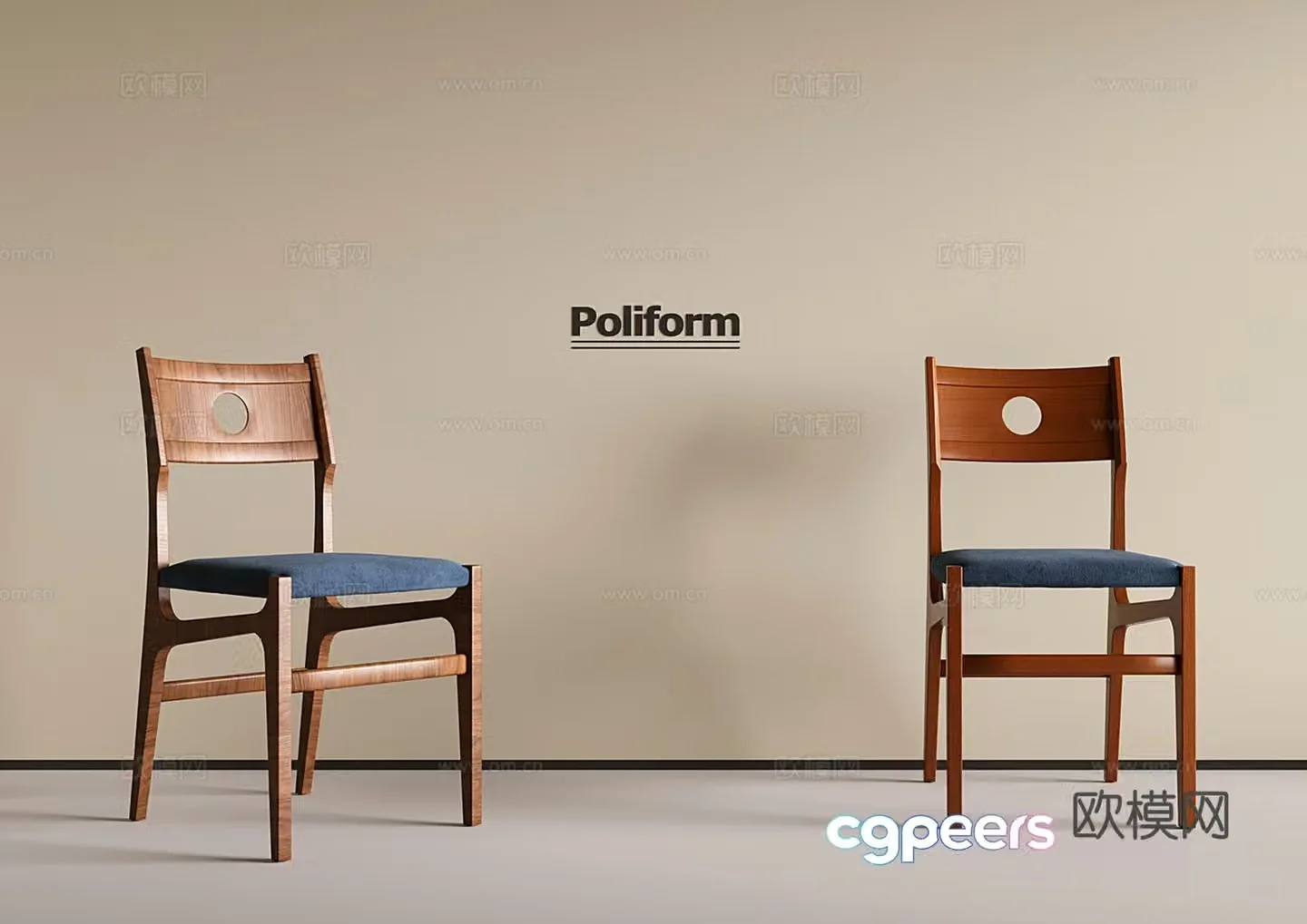 Medium vintage dining chair single chair wooden chair 3d model