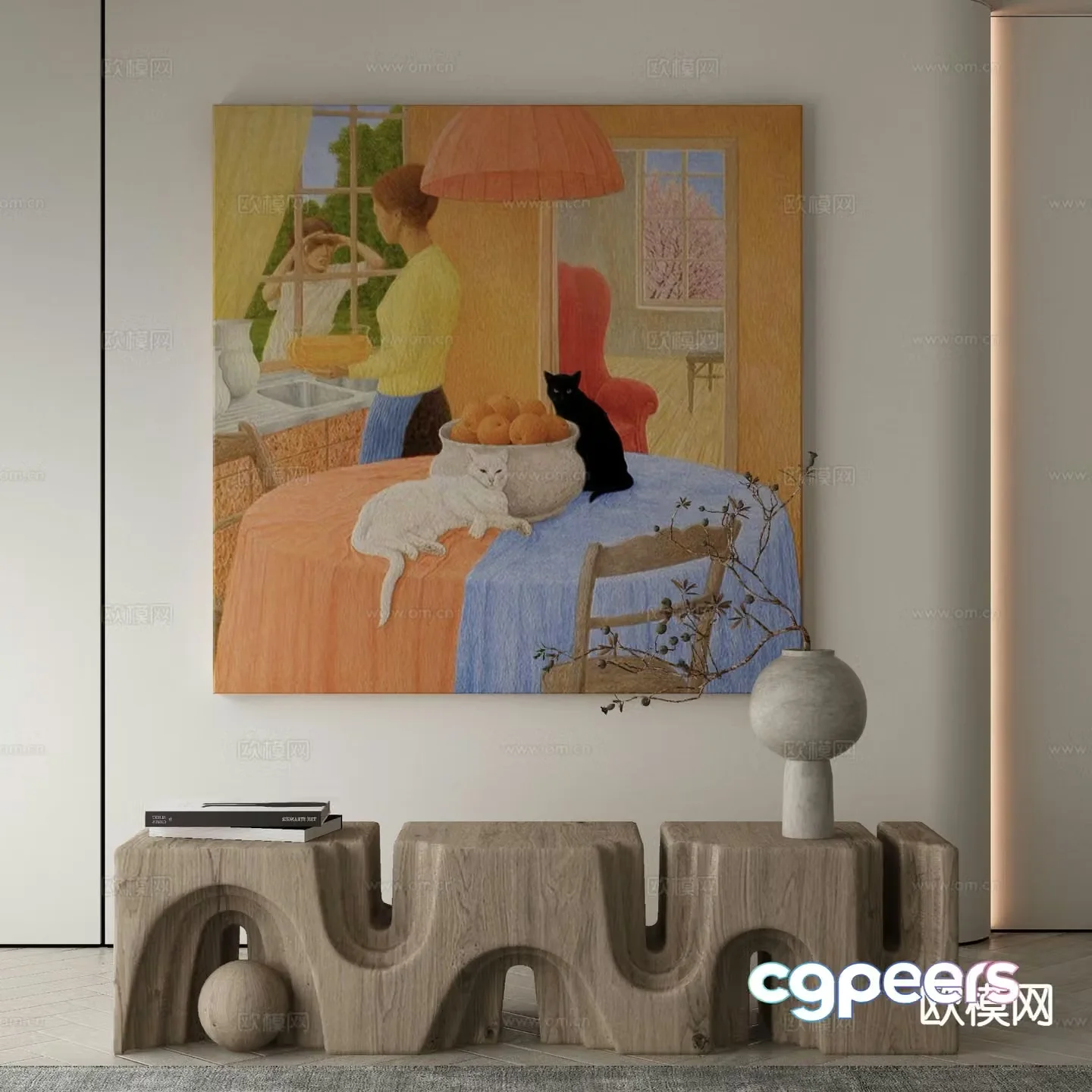 Modern hanging painting decorative painting 3d model