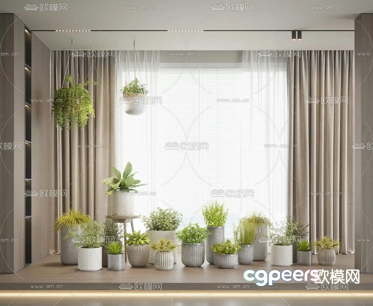 Small potted plants bonsai hanging basket hanging green plants 3D model