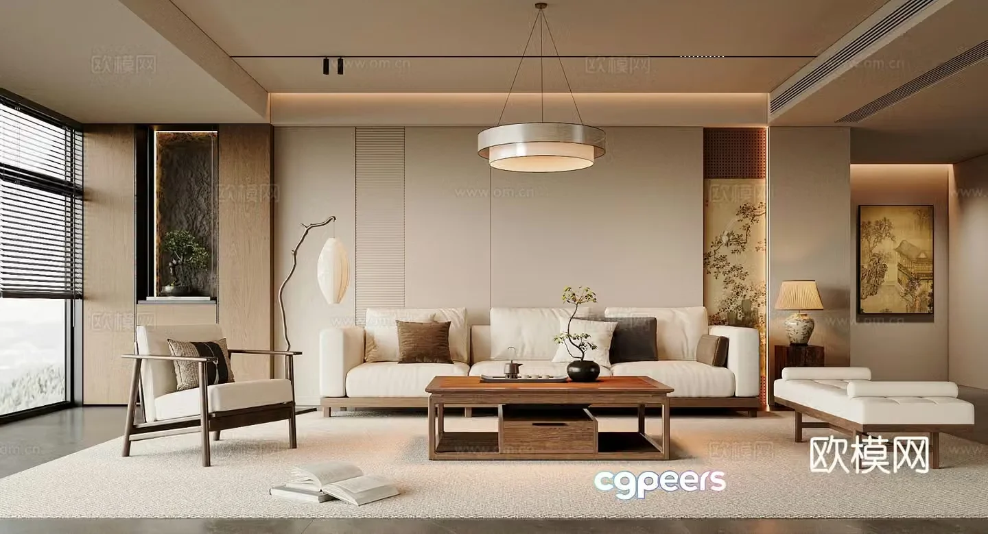 New Chinese style living room Song style living room 3D model