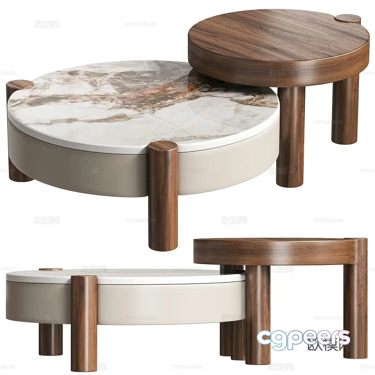 New Chinese light luxury tea table combination 3D model