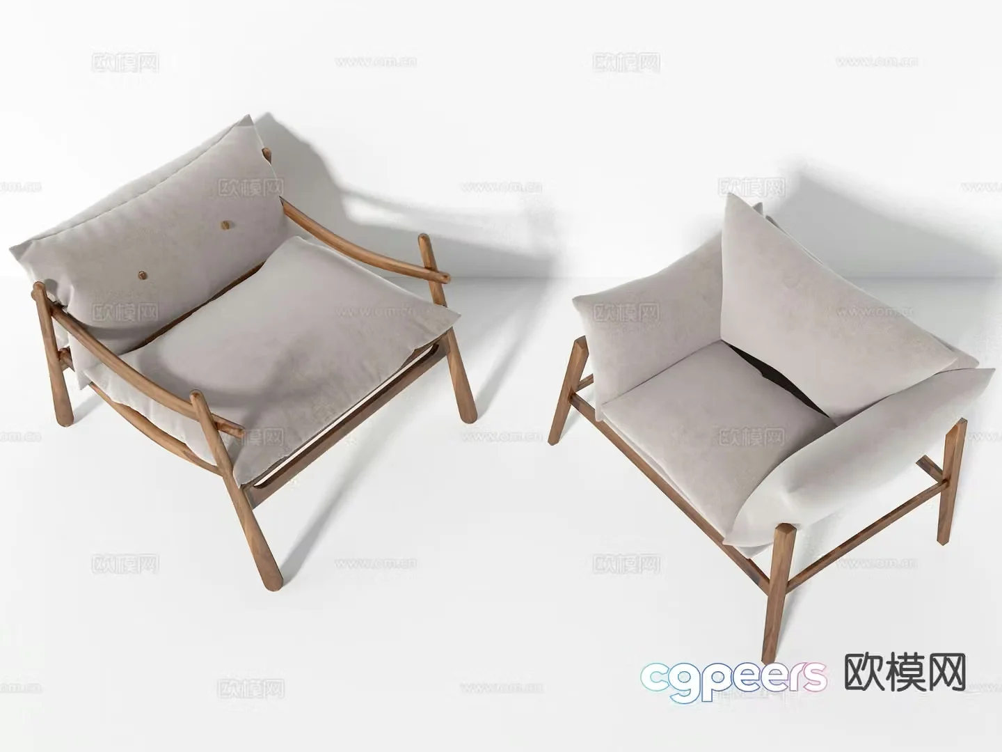 Nordic leisure chair armchair solid wood chair chair 3d model