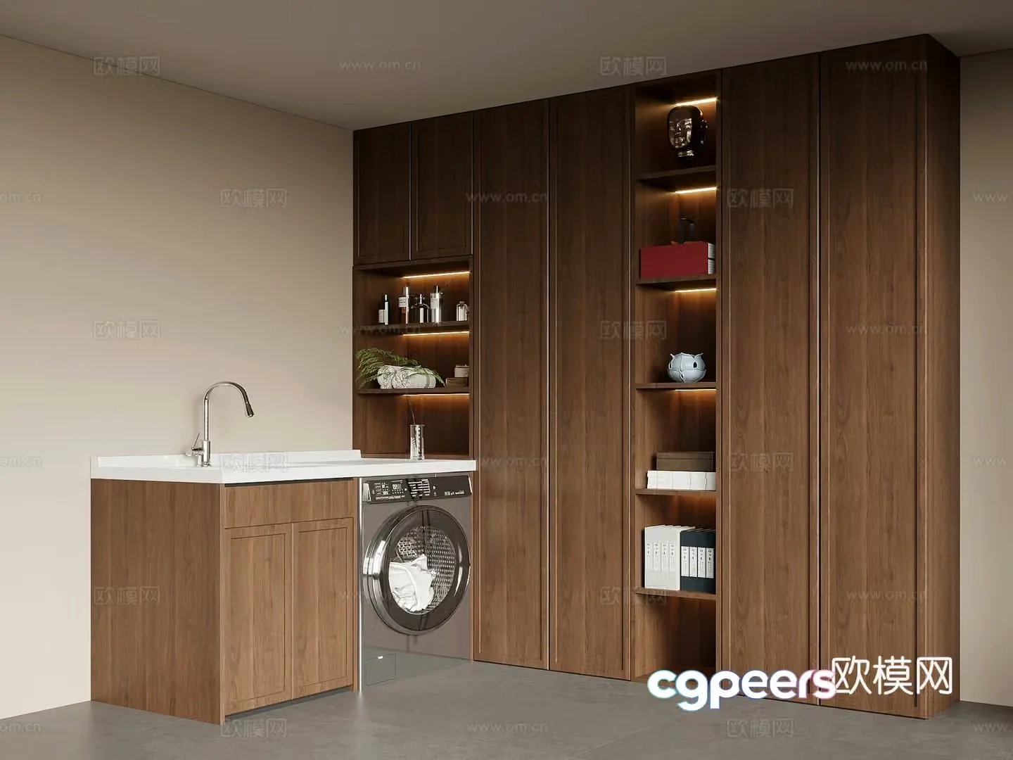 Laundry room Middle-aged laundry room Washing closet Washing machine 3d model