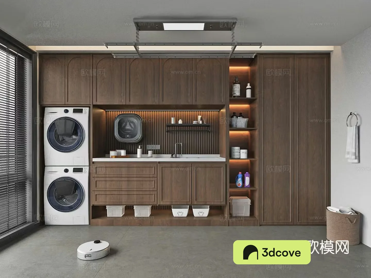 Middle style Wasabi style Laundry room Washing cabinet 3D model