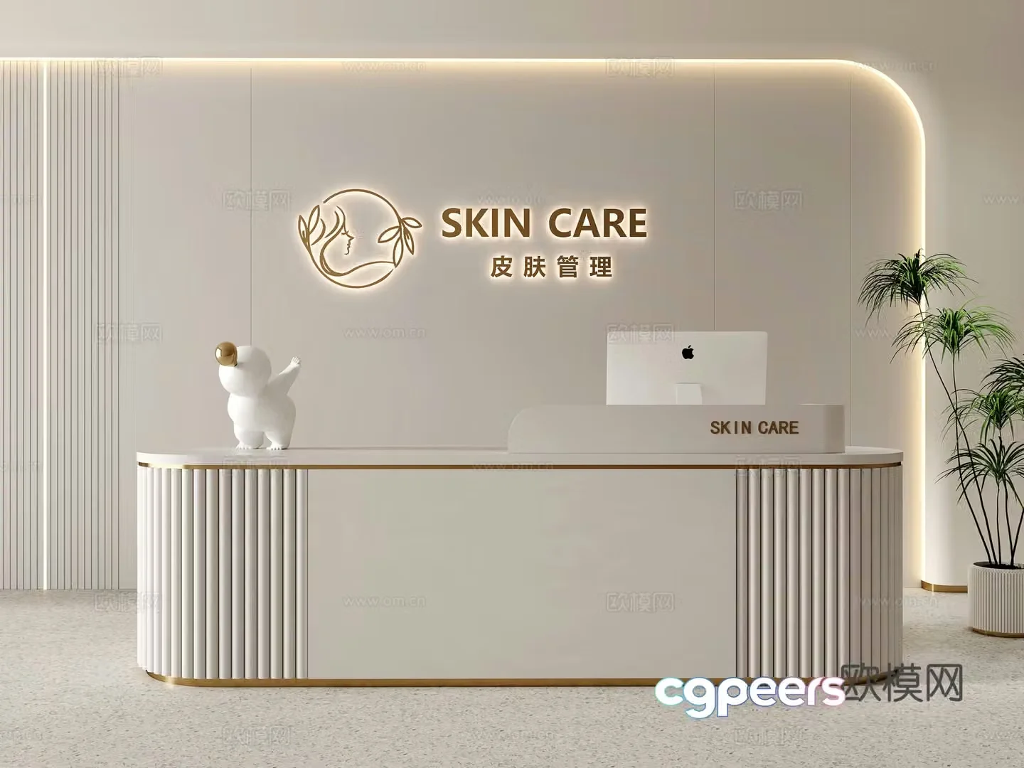 Modern cream beauty salon beauty salon front desk company front desk reception desk 3d model