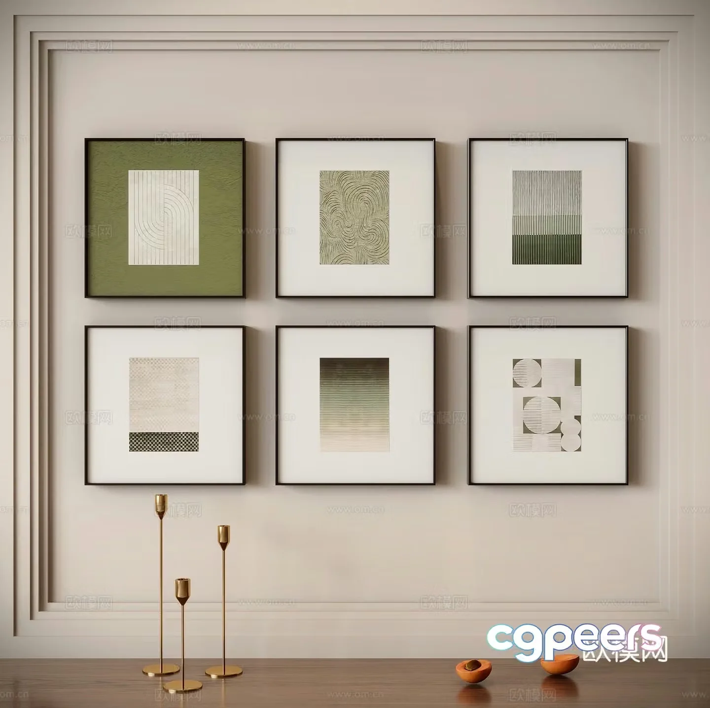 Modern minimalist painting combination painting decorative painting 3D model