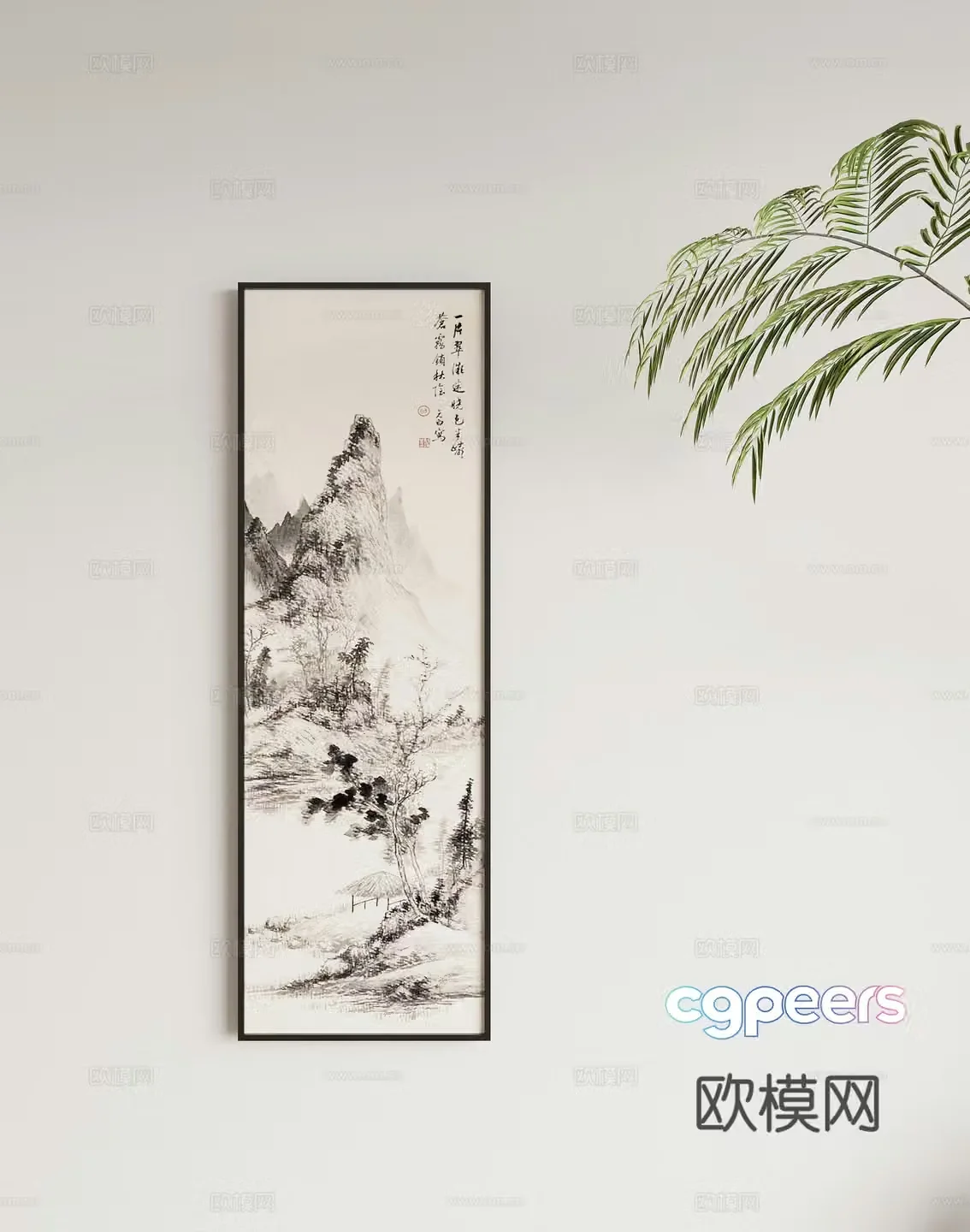 New Chinese style 3D model of Zen hanging paintings
