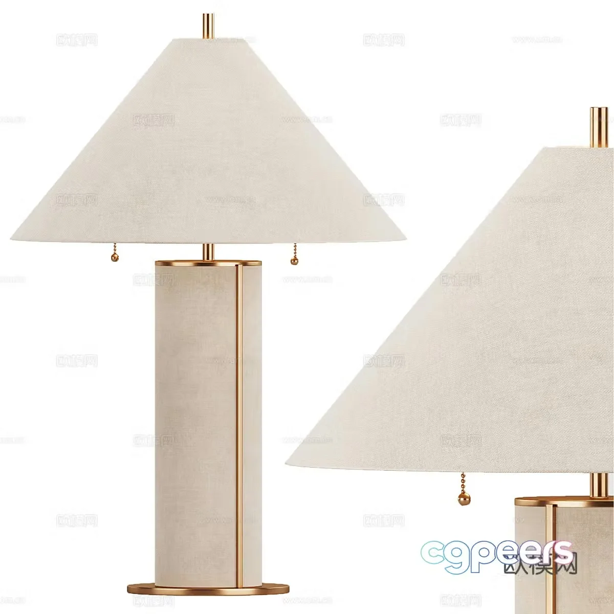 Wasabi Fengteng lamp paper table lamp decorative lamp bedside table lamp table lamp combination Bedroom desk lamp 3D model