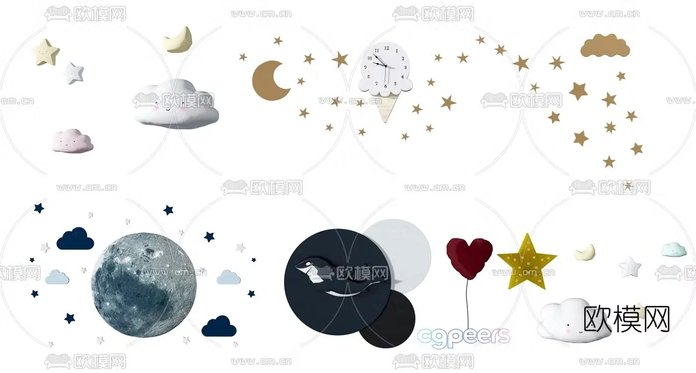 Modern children’s wall decoration pendant 3d model