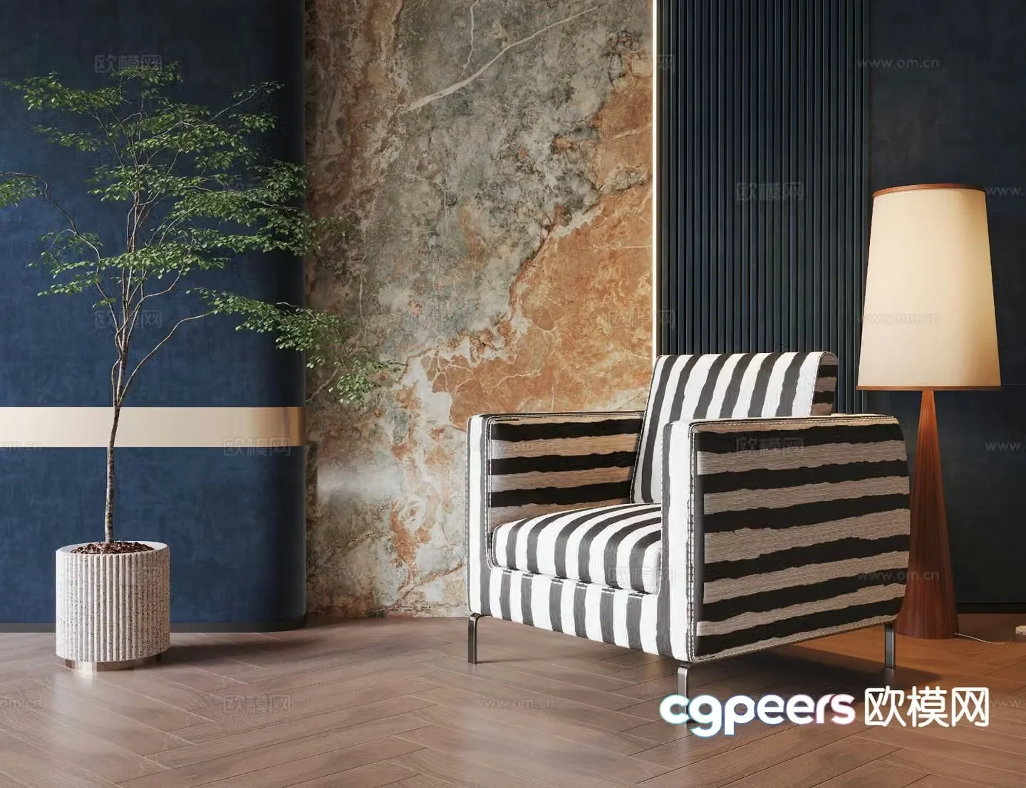 Modern sofa chair black and white sofa zebra pattern sofa 3d model