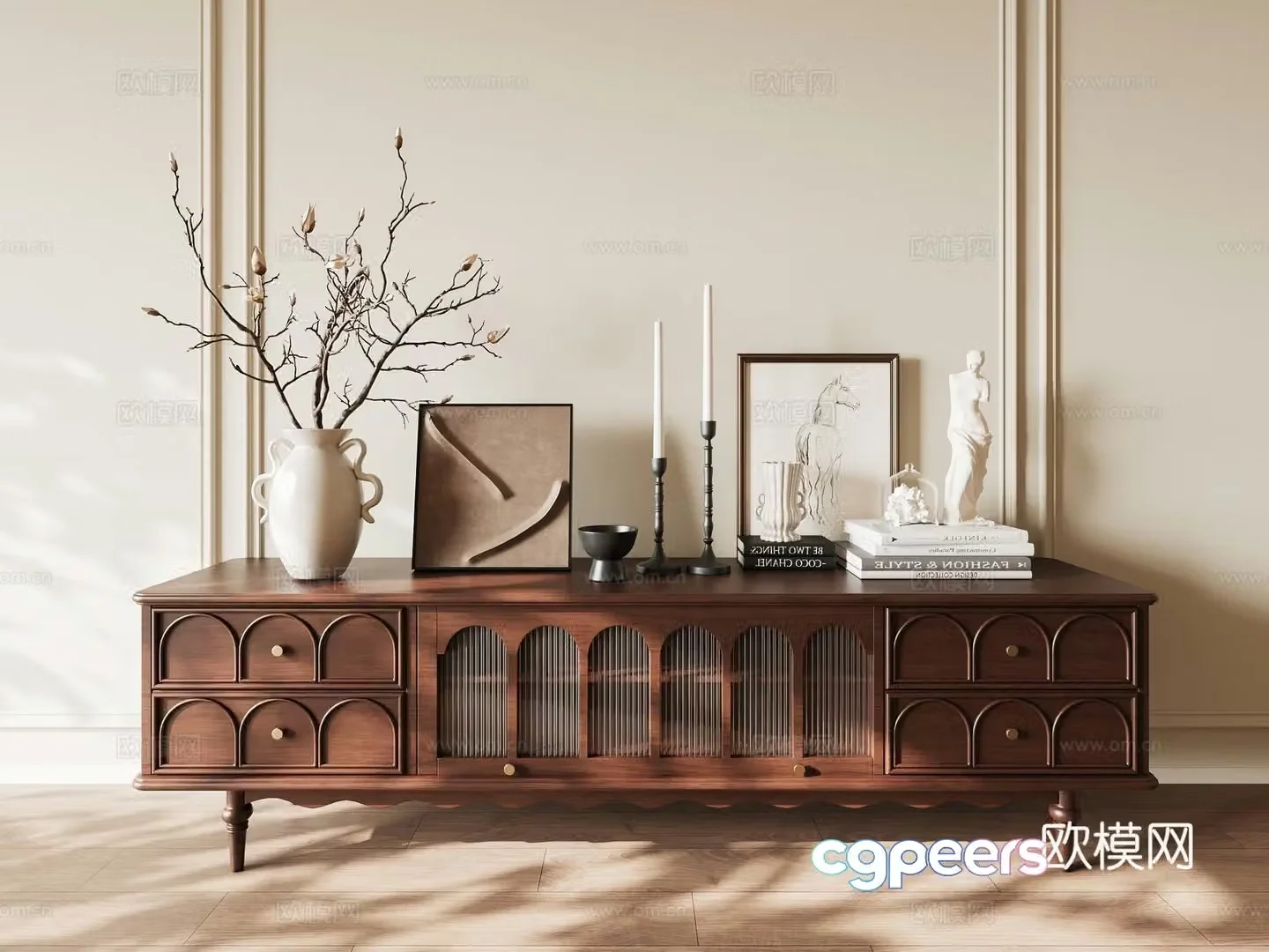 Medieval style TV cabinet 3D model