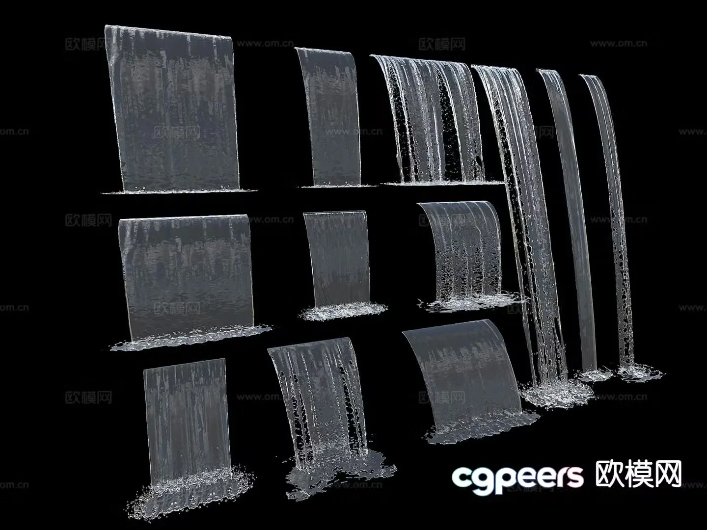 Modern flowing water waterfall water curtain water flow device 3D model