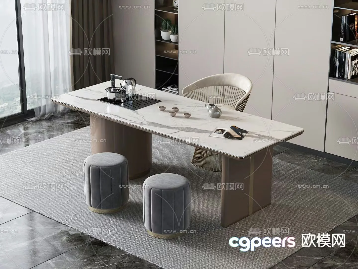 Light luxury tea table tea table 3d model