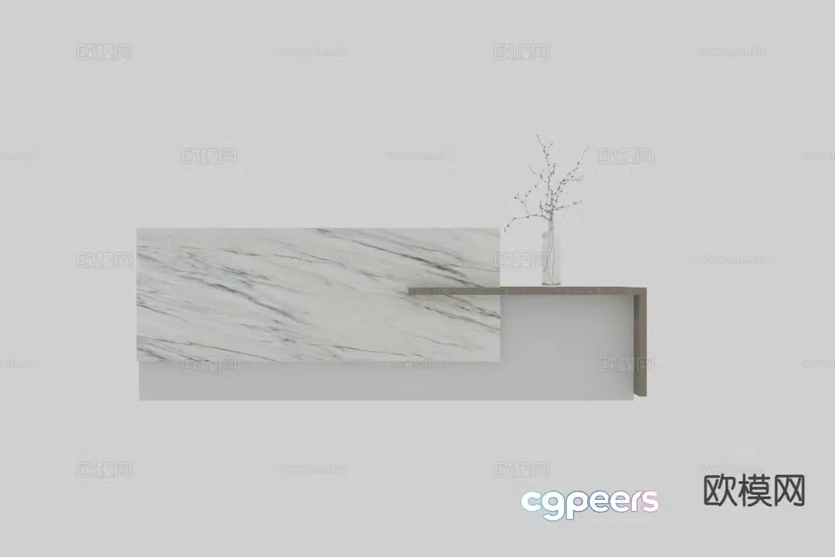 Modern front desk reception desk 3d model