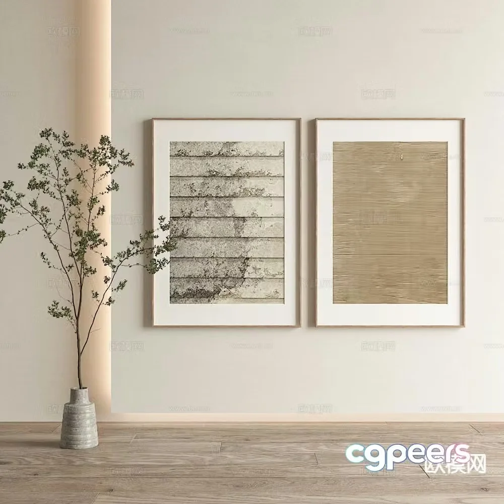 Modern decorative painting texture painting abstract painting 3d model