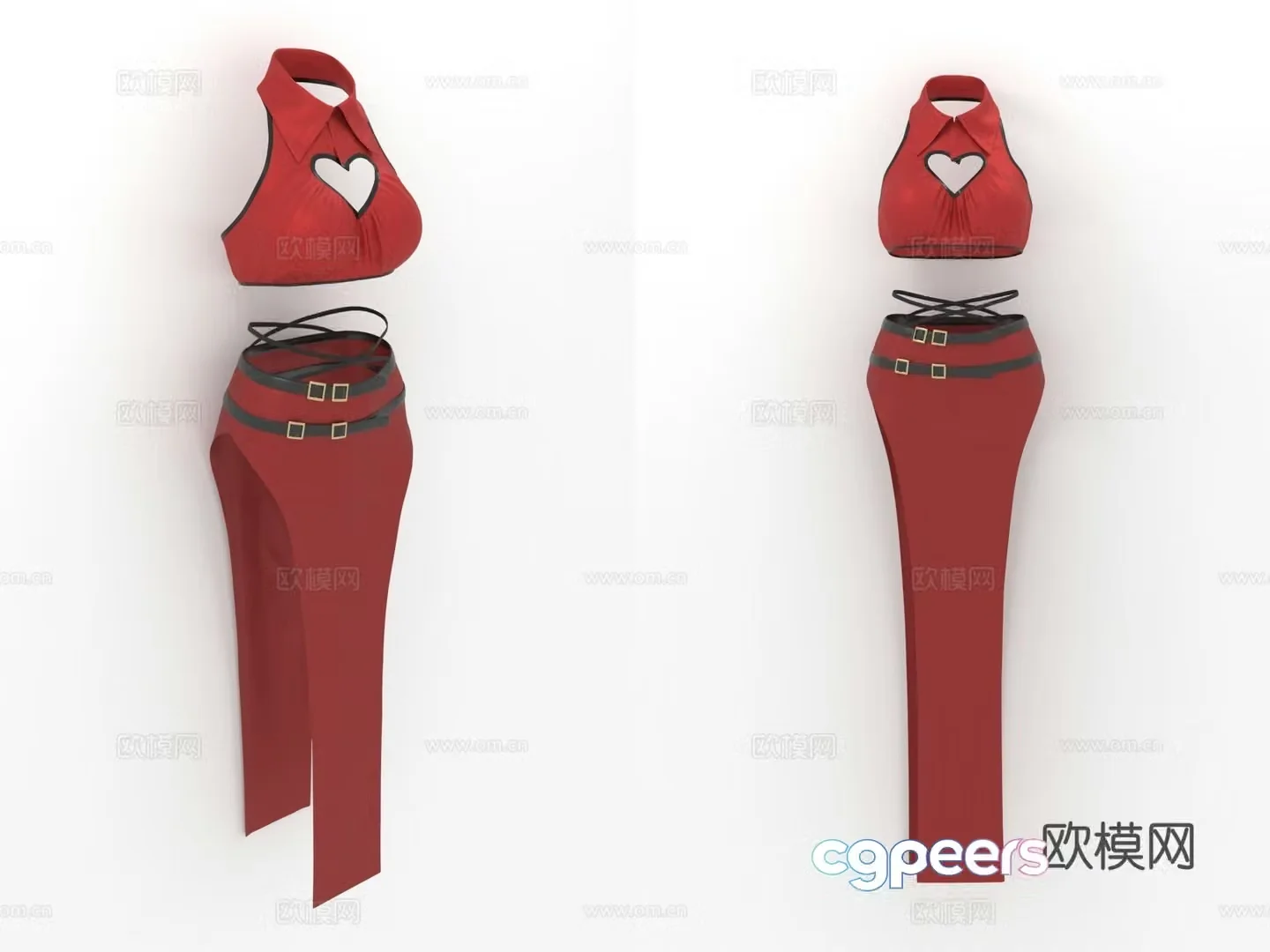Cheongsam skirt skirt buckle female clothing sexy women clothing 3d model
