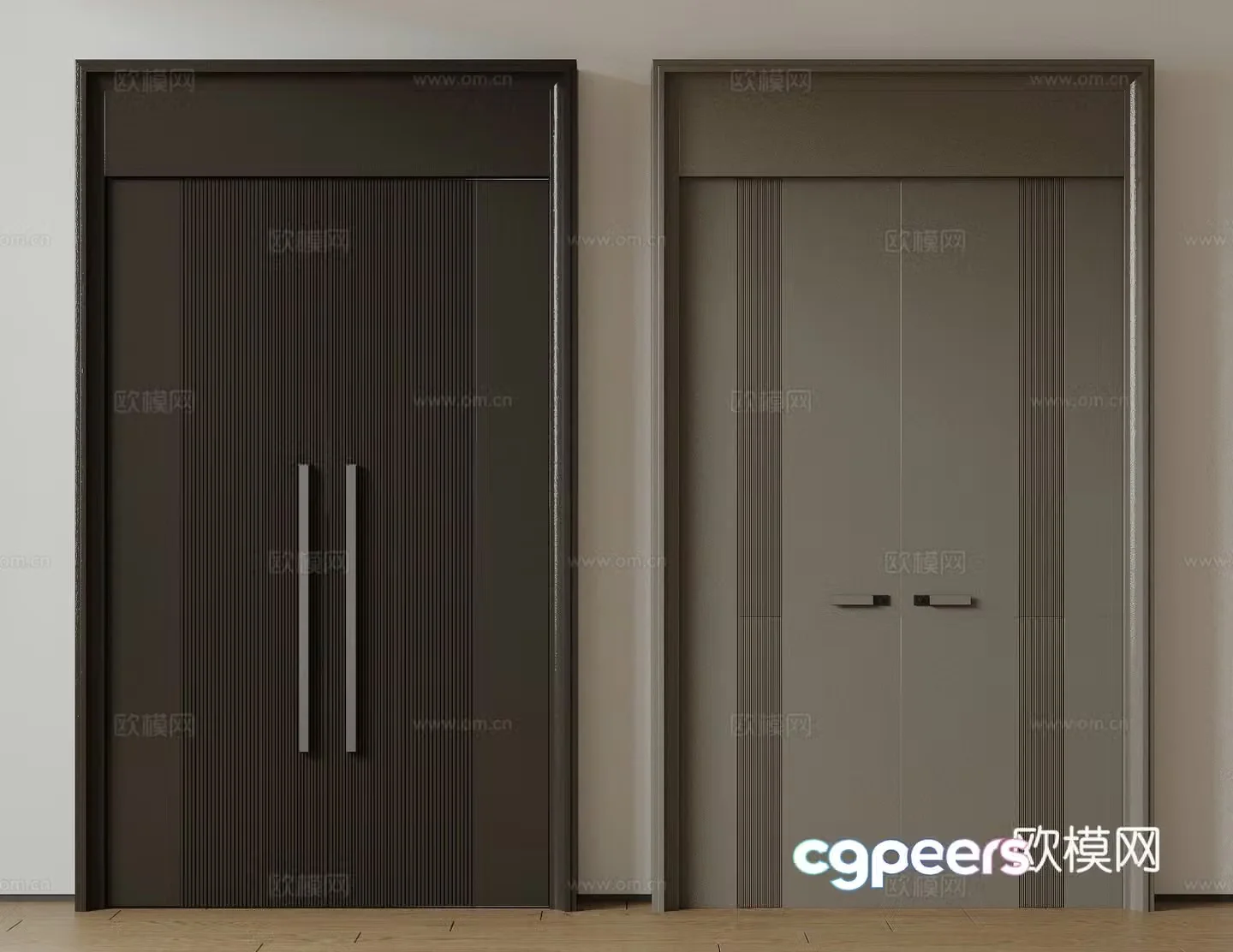 Modern double-opening door swing door entrance door security door top double-opening door main door mother and child door 3D model