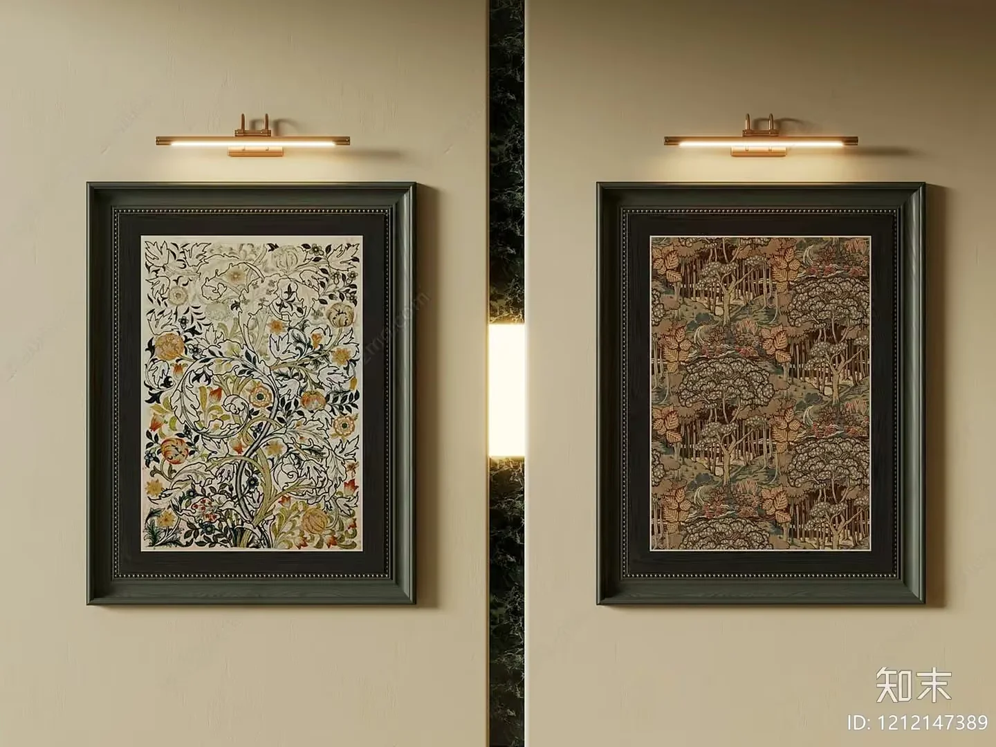 The Image Features Two Framed Paintings 3D Model – 4437 – VRAY Render