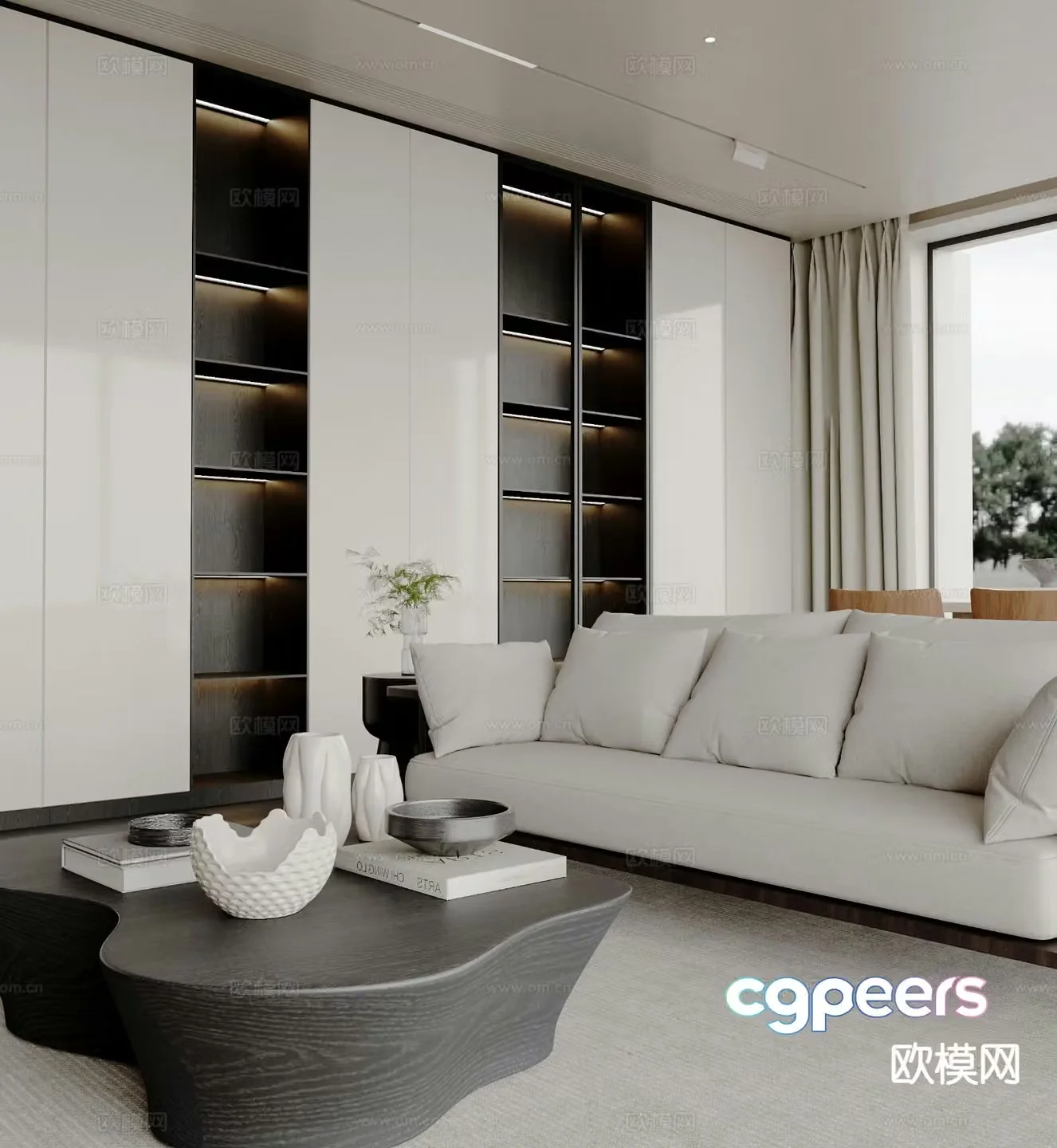 Modern three-seat sofa 3d model