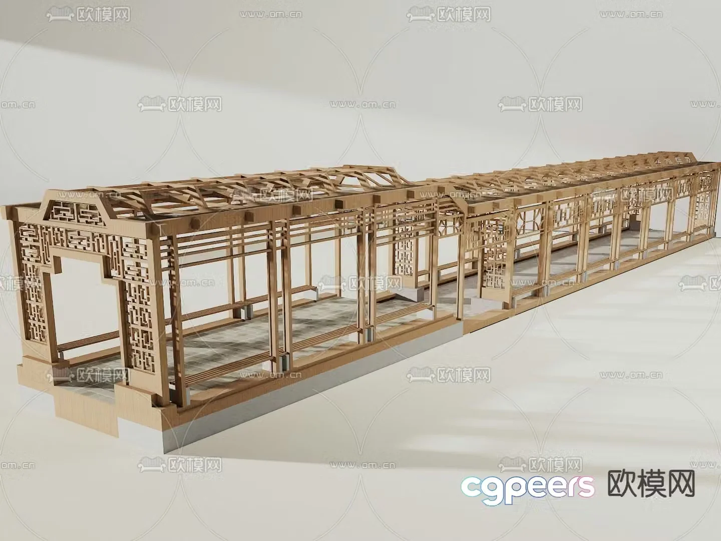 Chinese antique corridor corridor frame 3D model