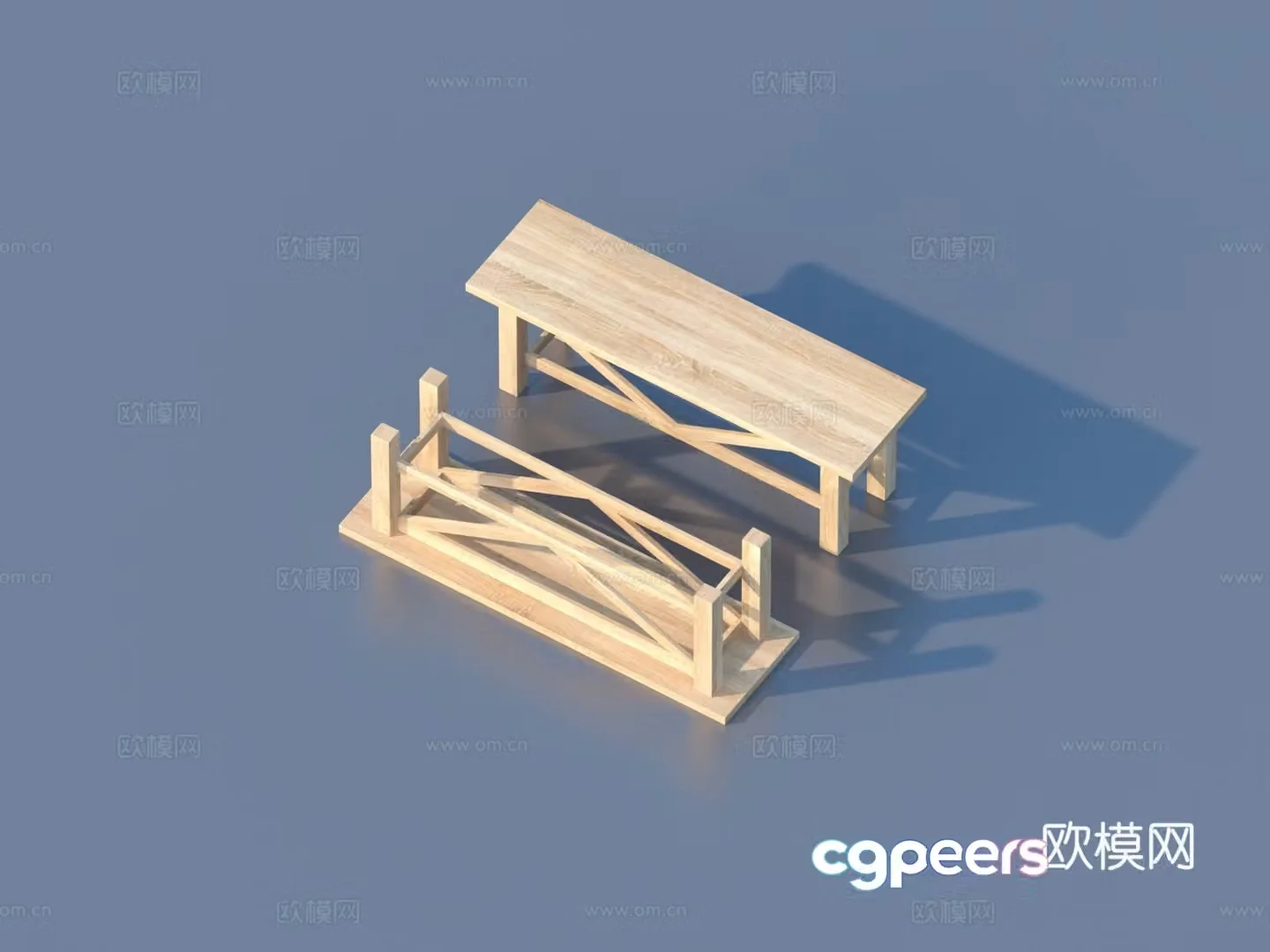 Bench bench stool solid wood stool 3d model
