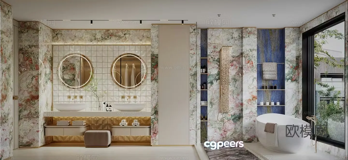 Modern bathroom four seasons pink 3d model