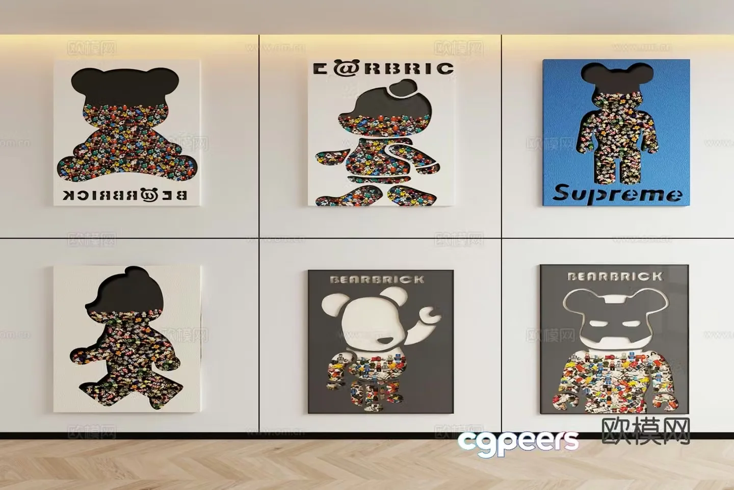 Modern decorative painting art hanging photo wall 3D model