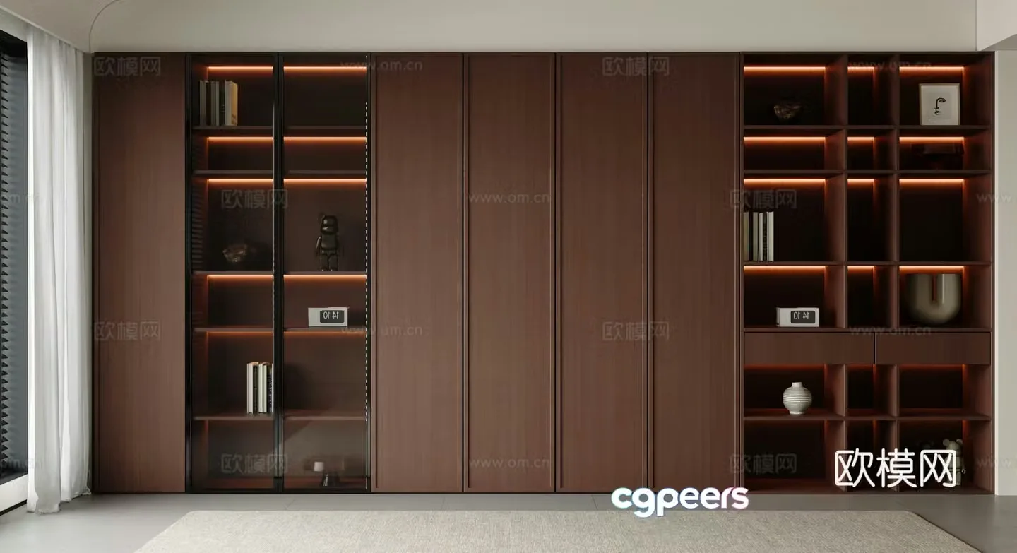 Modern medieval style bookcase 3D model
