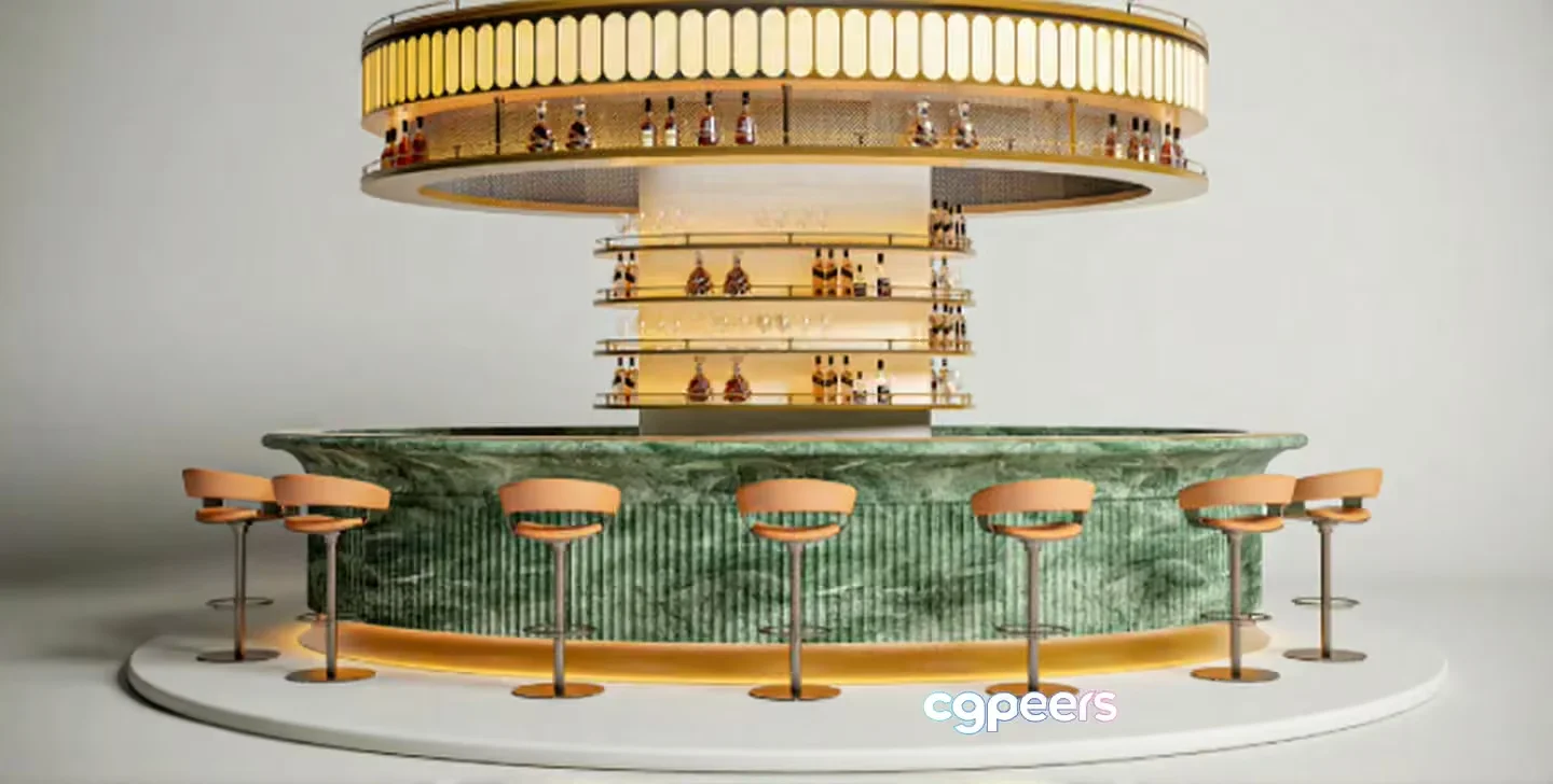 Modern Bar Area 3D Model – 12636 – VRAY Render