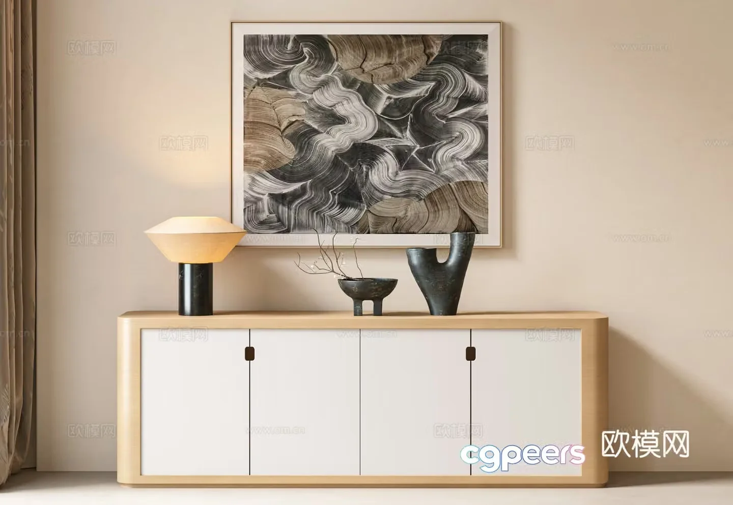 Modern porch cabinet side cabinet Italian side cabinet light luxury cabinet cabinet side cabinet 3d model