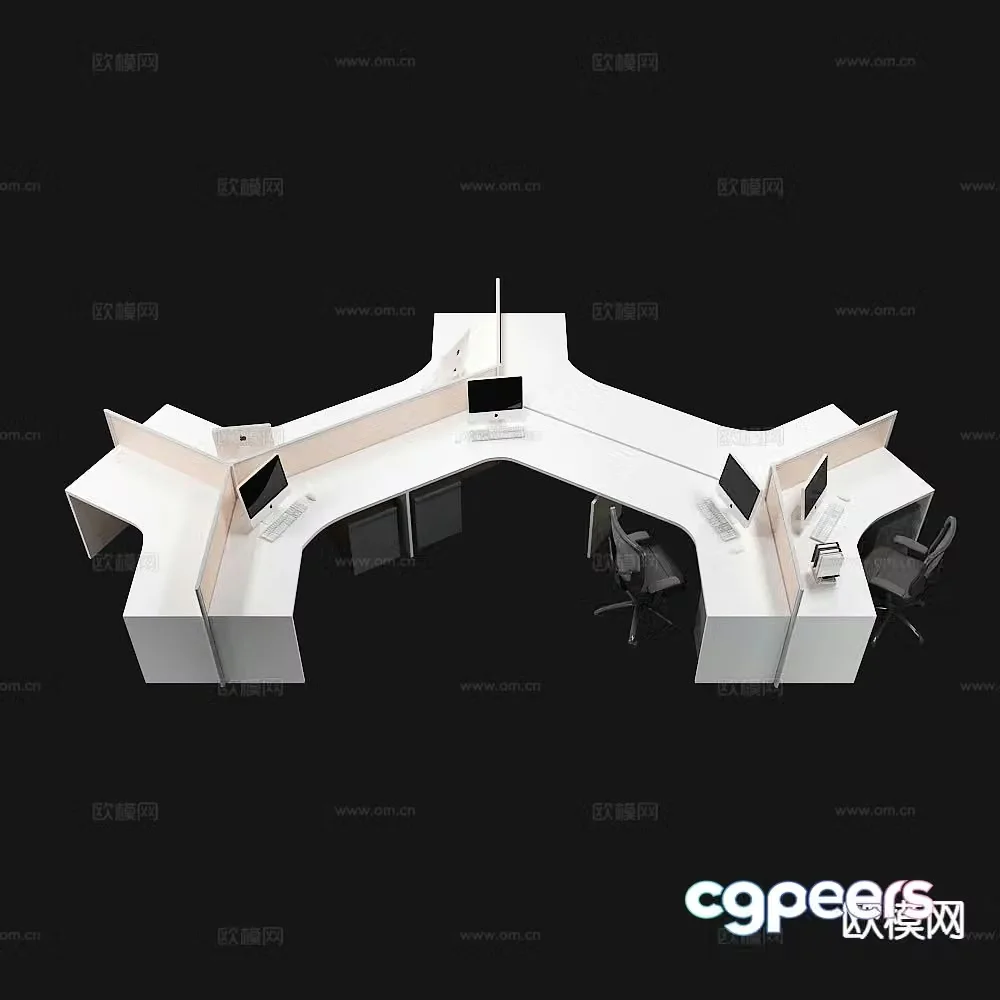 Office desk and chair employee desk and chair 3d model