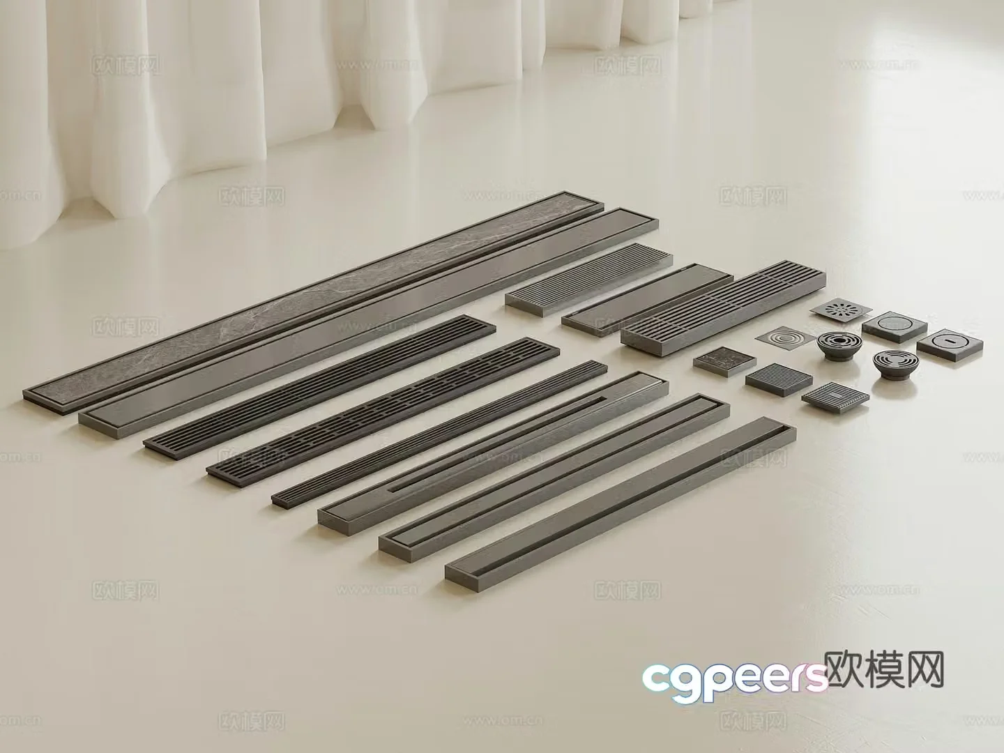 23 floor drain modern floor drain round floor drain square floor drain long floor drain 3d model
