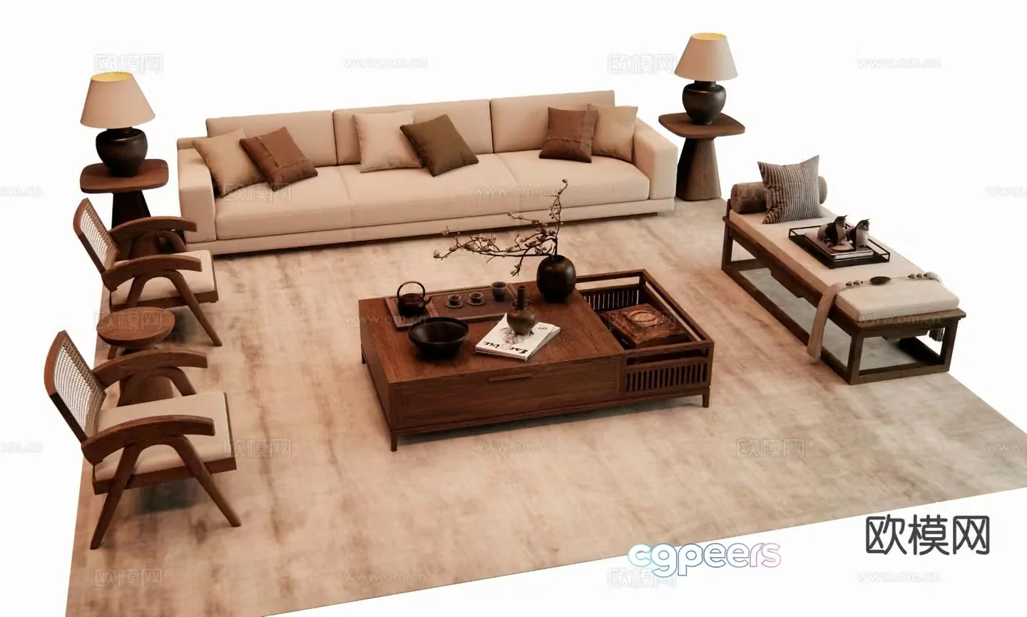 Medieval style modular sofa 3D model