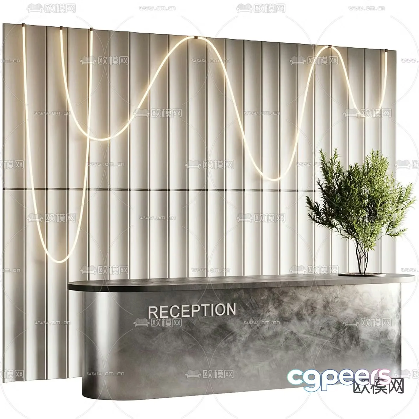 Light luxury front desk reception desk service desk 3D model